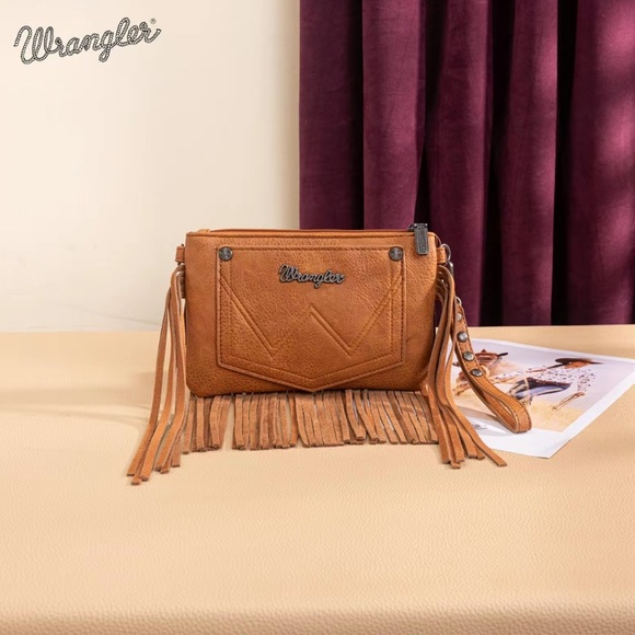 Wrangler Dark Brown Embossed Fringe Clutch - Picture 2 of 2